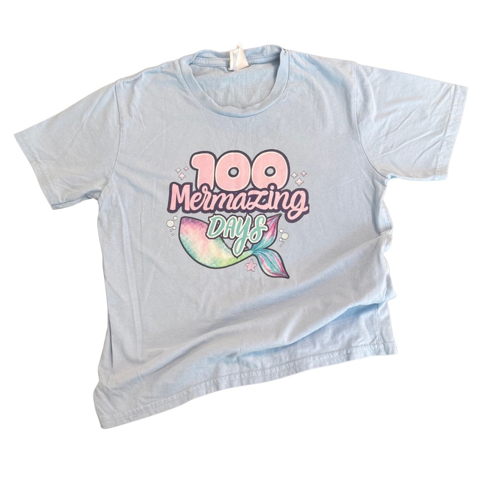 100th Day of School - Mermazing Days Kids Tee - Light Blue